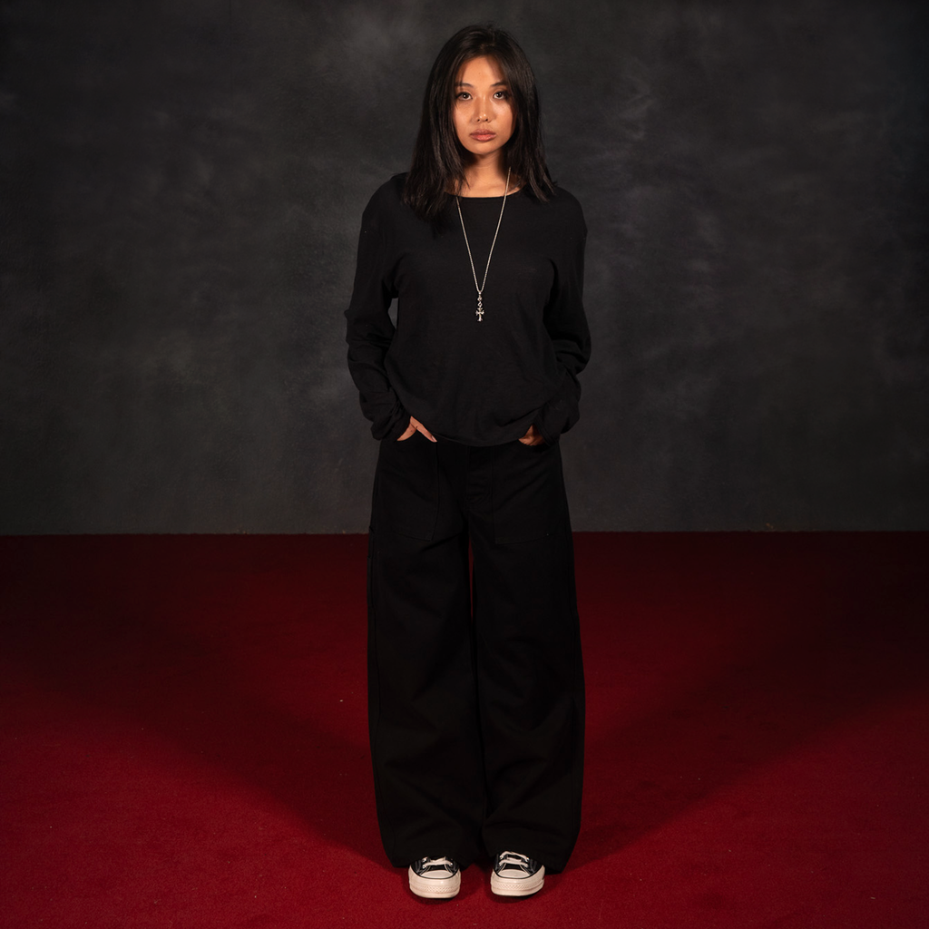 'Field' Black Canvas Pants